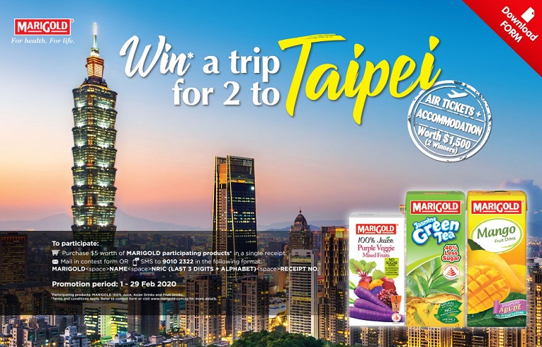 Win a trip for 2 to Taipei with Marigold